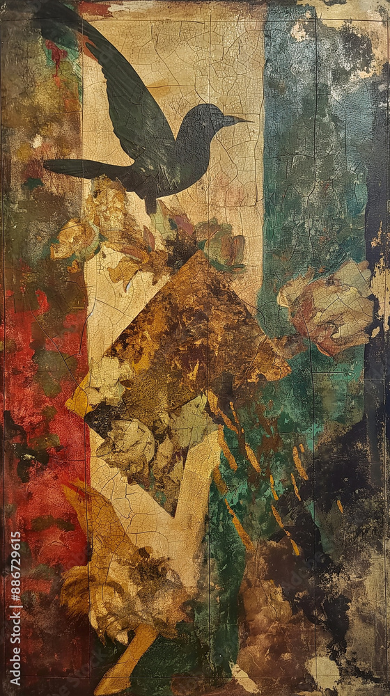 Naklejka premium Abstract oil painting of ancient East Java Asia