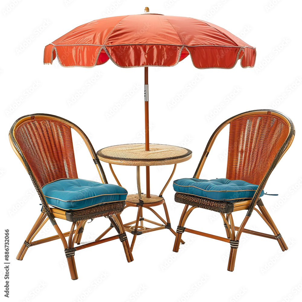 Front view of a Retro Style Patio Furniture Set isolated on a white transparent background Front view of a Retro Style Patio Furniture Set isolated on a white transparent background