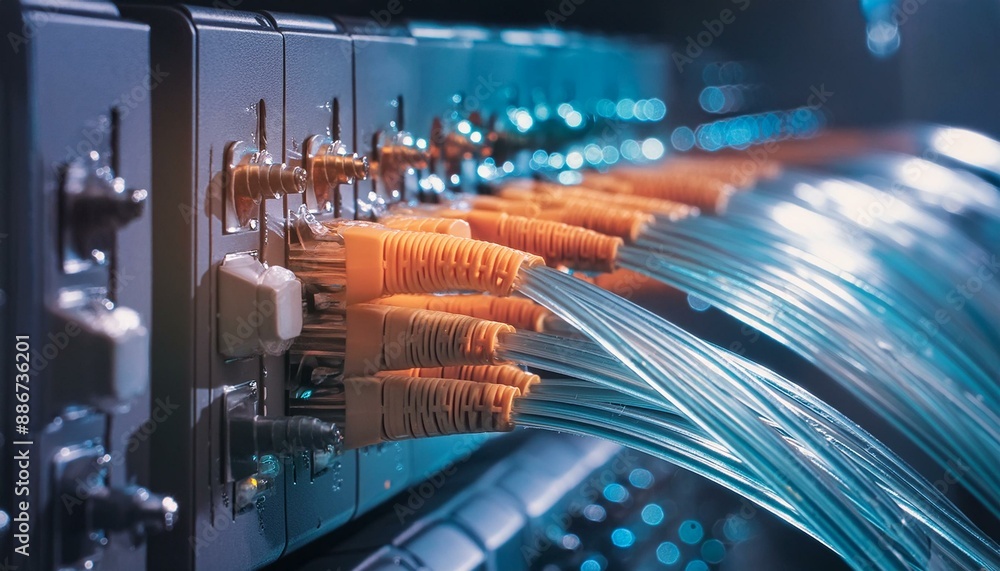 Obraz premium centrum sterowanie światłowód