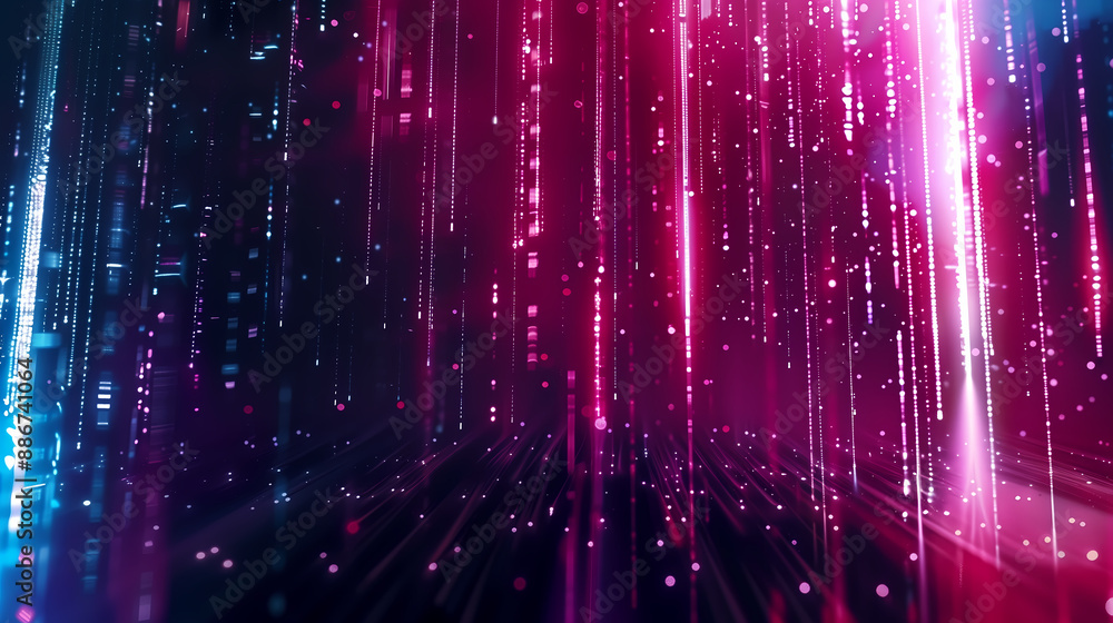 Captivating Display of Neon Lights Cascading Like Digital Rain with Vibrant Red, Pink, and Blue Hues Creating an Otherworldly Atmosphere Captivating Display of Neon Lights Cascading Like Digital Rain with Vibrant Red, Pink, and Blue Hues Creating an Otherworldly Atmosphere