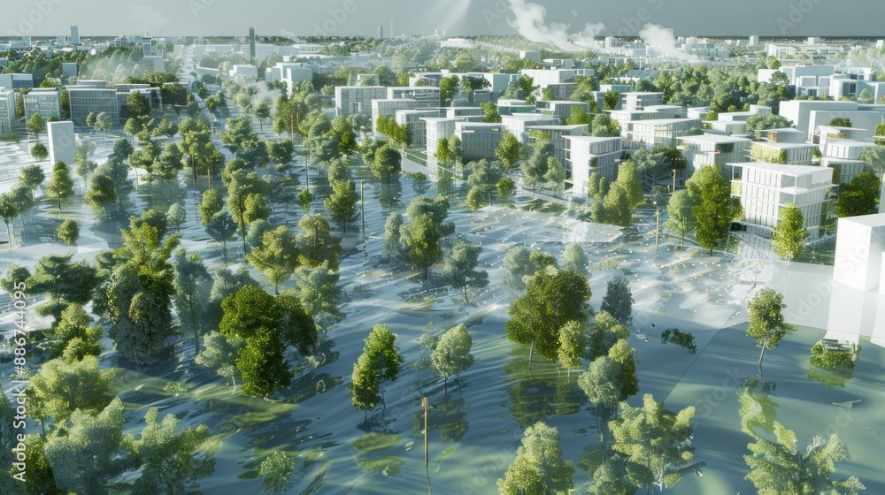 Generate a photo realistic image of urban design adaptations for ... - Urban Design For Climate Change Adaptation And Resilience
