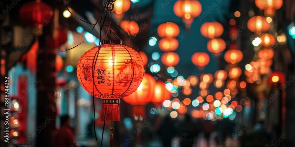 Chinese New Year Lanterns in a City Street Chinese New Year Lanterns in a City Street