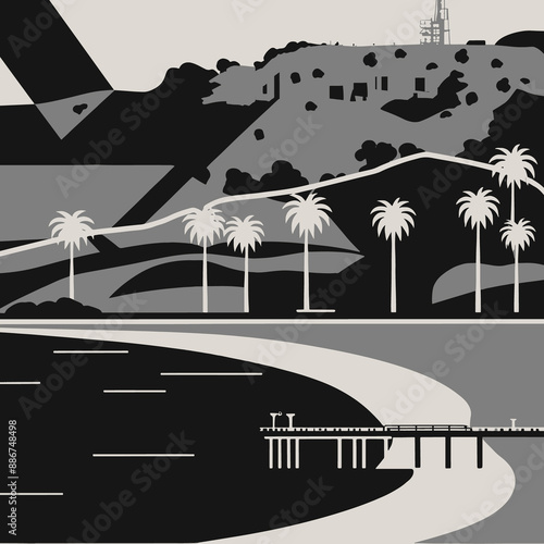 A chic modern illustration of Los Angeles Californ city vector photo