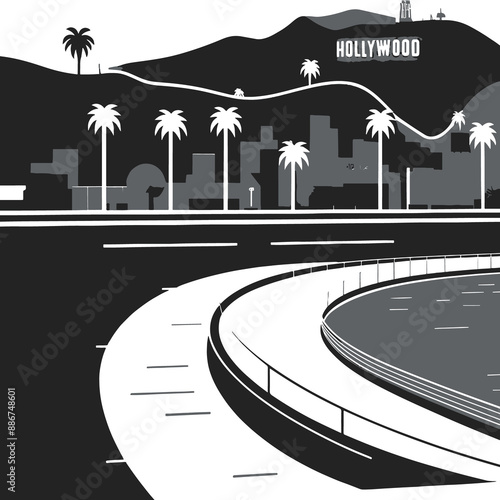 A chic modern illustration of Los Angeles Californ city vector photo