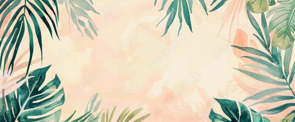 Summer pattern wallpaper with tropical leaves. Background design in red and green. Summer pattern wallpaper with tropical leaves. Background design in red and green.
