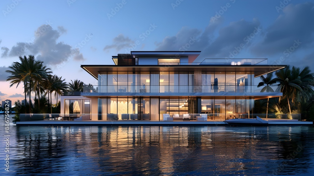 The house is two-story on the water image The house is two-story on the water image