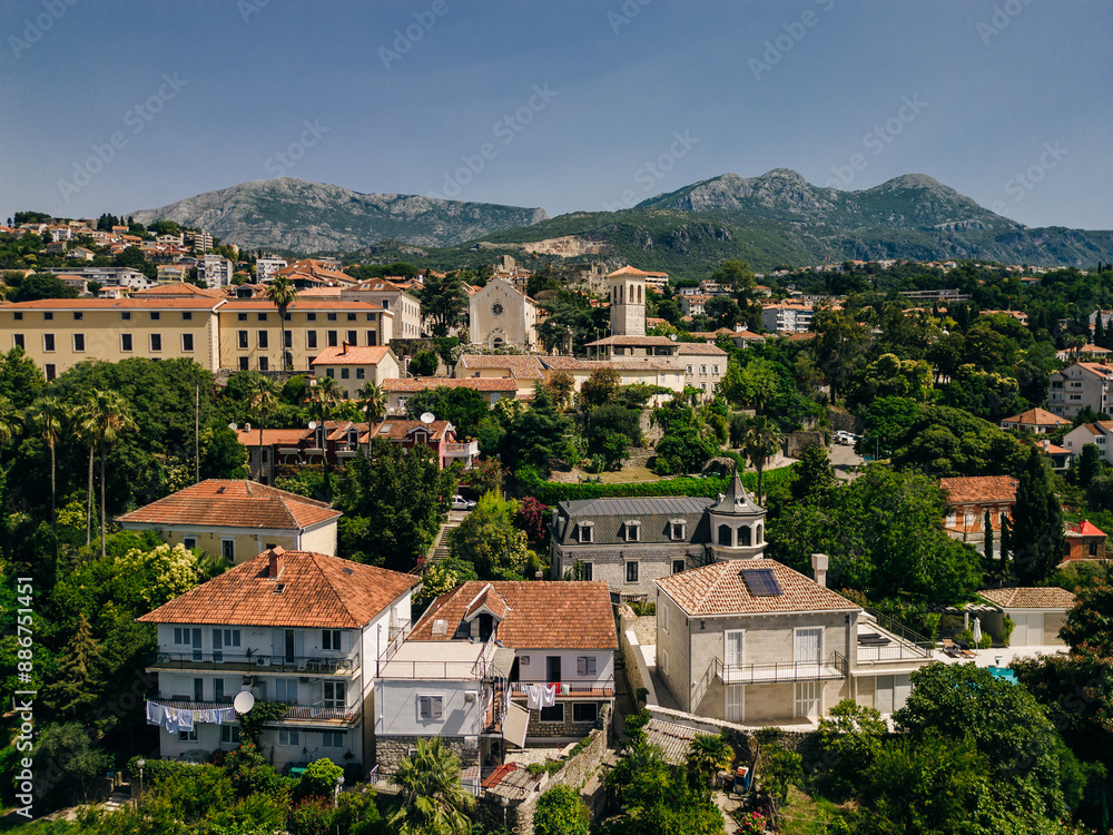 Obraz premium aerial view of Herceg Novi, aerial view on city, Montenegro