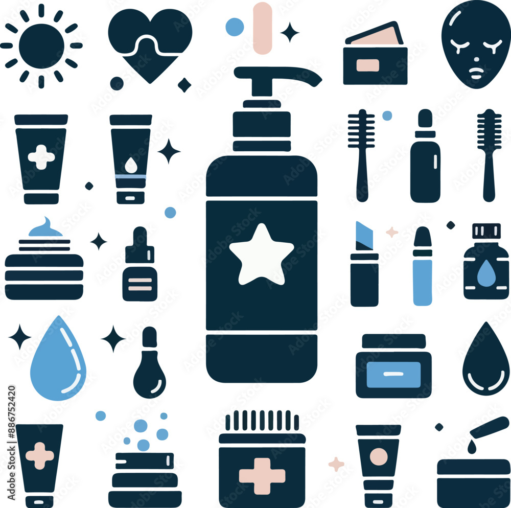 Obraz premium Skincare icons vector set illustrations