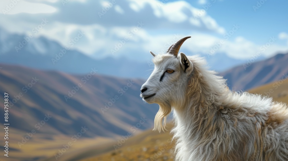 Obraz premium Tibetan pigmy goat, showcasing its unique features and horns