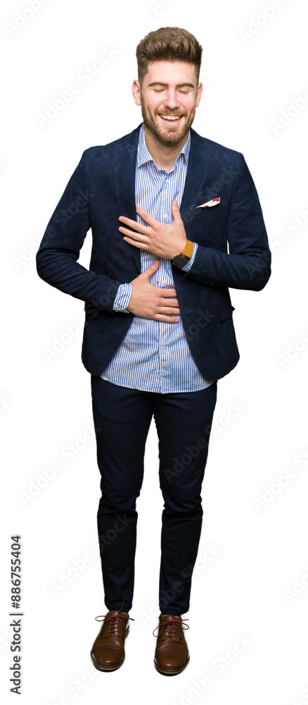 Young handsome bussines man Smiling and laughing hard out loud because funny crazy joke. Happy expression. Young handsome bussines man Smiling and laughing hard out loud because funny crazy joke. Happy expression.