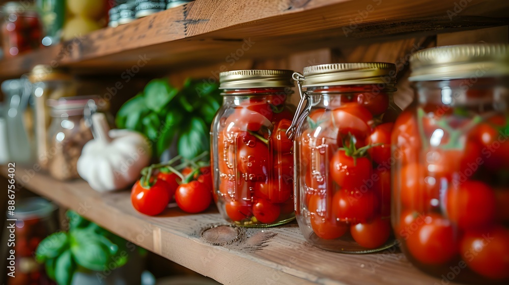 Canned cherry tomatoes in glass jars with airtight picture Canned cherry tomatoes in glass jars with airtight picture