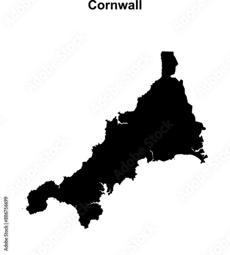 Cornwall blank outline map