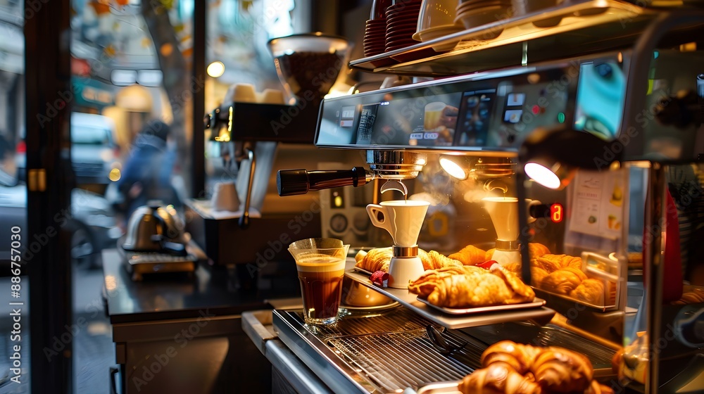 A coffee machine at a coffee kiosk image A coffee machine at a coffee kiosk image