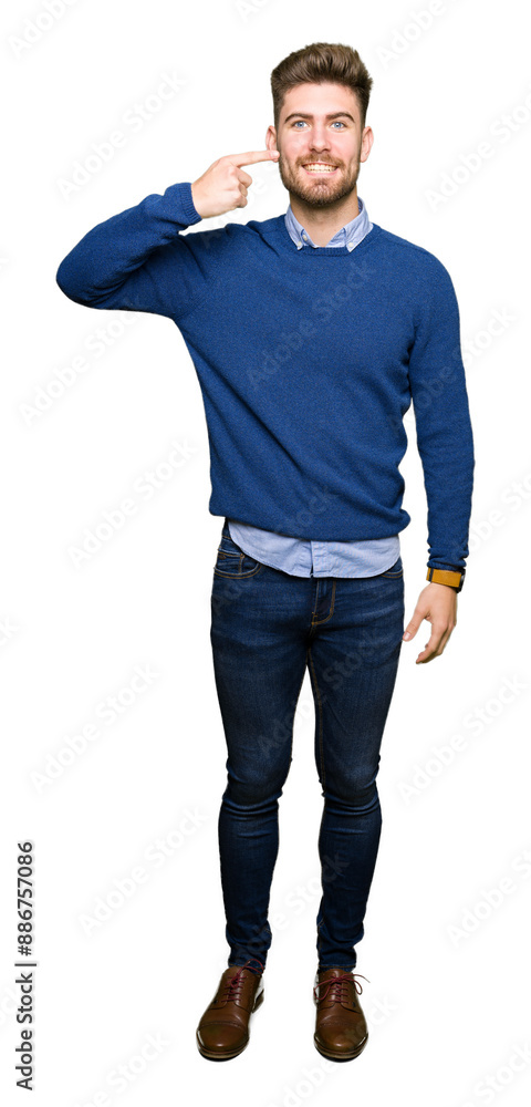 Young handsome bussines man Pointing with hand finger to face and nose, smiling cheerful Young handsome bussines man Pointing with hand finger to face and nose, smiling cheerful