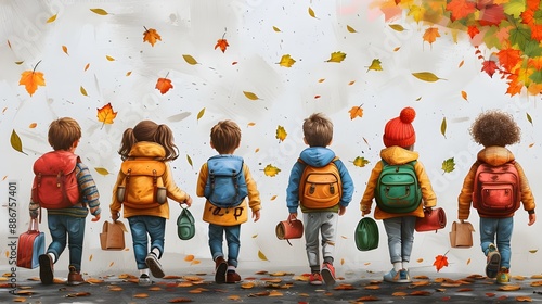 children background white summer leaves pluck  group differnt colors