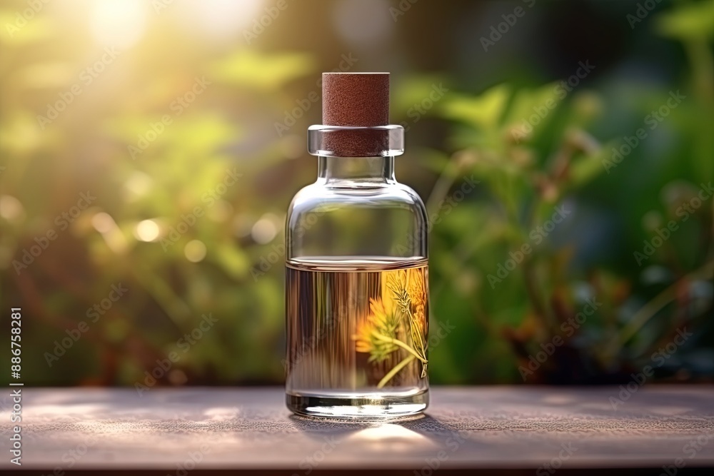 Herbal oil in small glass bottle. Ai Generative Herbal oil in small glass bottle. Ai Generative