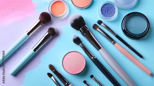 Tips for everyday makeup shared by a social media user, complemented by a bright and colorful pastel background. 