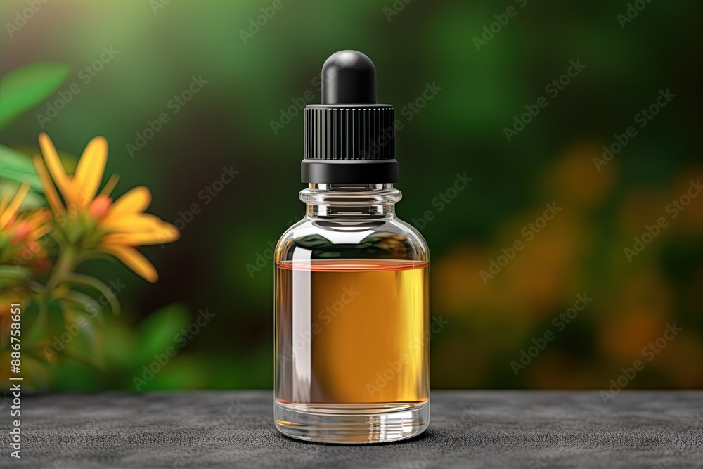 Herbal oil in small glass bottle. Ai Generative Herbal oil in small glass bottle. Ai Generative