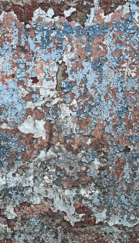 Texture of old rustic wall covered with gray and blue stucco. Multilayers of old paint on the wall. Textured background. Selective focus Texture of old rustic wall covered with gray and blue stucco. Multilayers of old paint on the wall. Textured background. Selective focus
