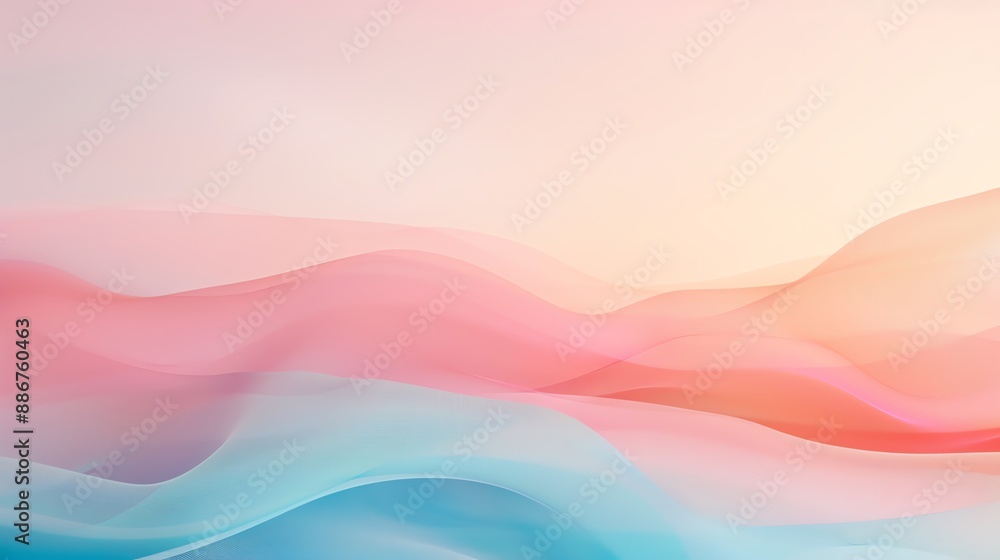Obraz premium Abstract soft wave pattern with pastel colors, creating a serene and calming atmosphere, perfect for backgrounds and design elements.