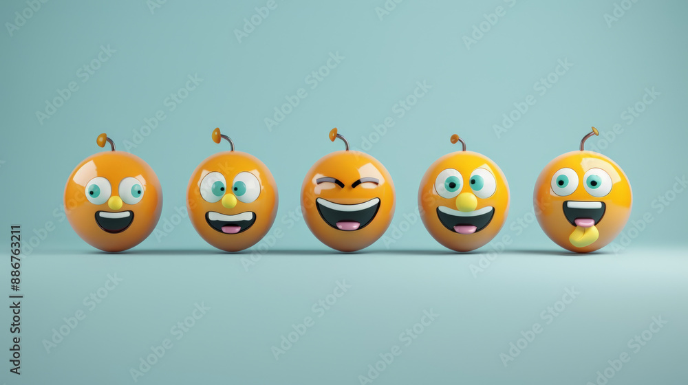 set of realistic 3d emojis in various points of view set of realistic 3d emojis in various points of view