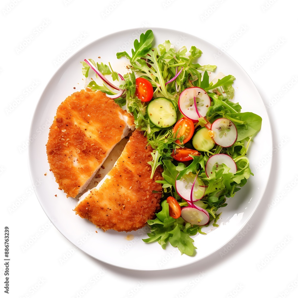 chicken salad with drizzled dressing and tortilla chips in a white bowl on a white background chicken salad with drizzled dressing and tortilla chips in a white bowl on a white background