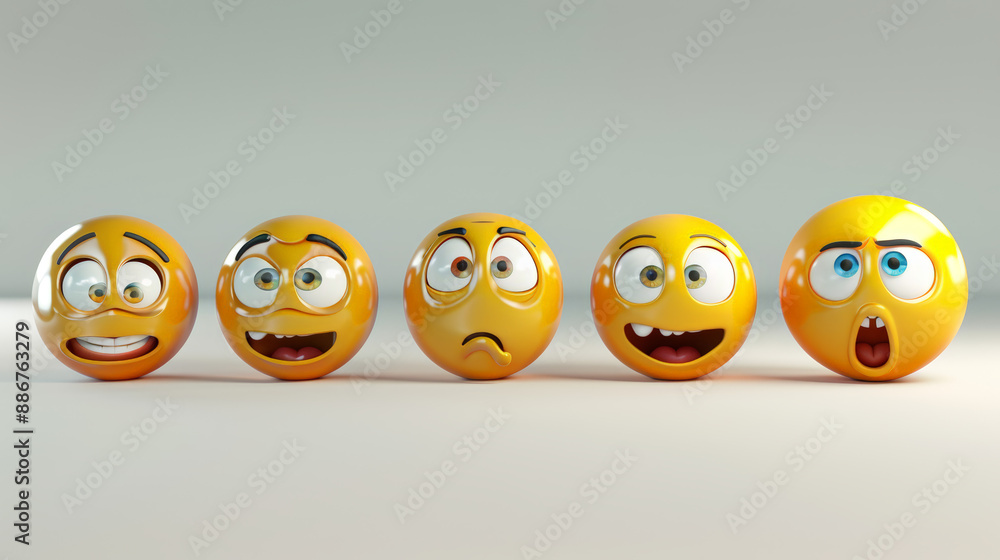 set of realistic 3d emojis in various points of view set of realistic 3d emojis in various points of view