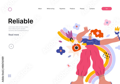 Life Unframed: Photo rainbow -modern flat vector concept illustration of a photographer and rainbow. Metaphor of unpredictability, imagination, whimsy, cycle of existence, play, growth and discovery