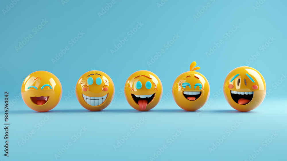 set of realistic 3d emojis in various points of view set of realistic 3d emojis in various points of view