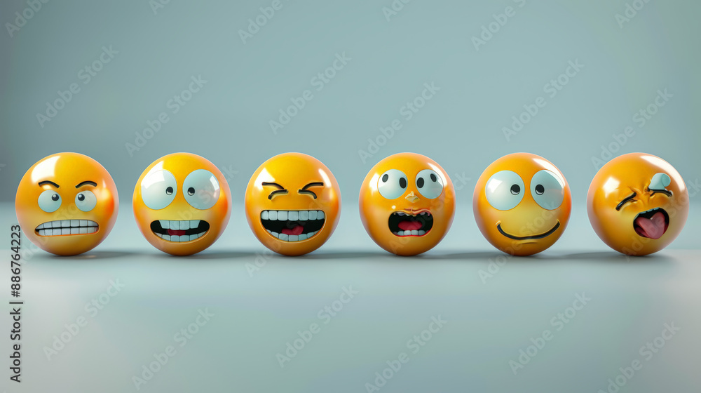 set of realistic 3d emojis in various points of view set of realistic 3d emojis in various points of view