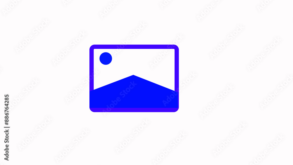 Photo gallery icon blue color animation white background Photo gallery icon blue color animation white background