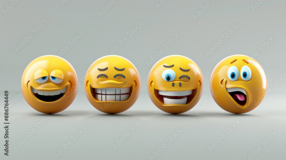 set of realistic 3d emojis in various points of view set of realistic 3d emojis in various points of view