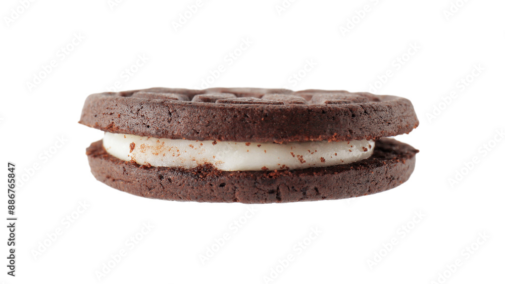 One tasty sandwich cookie isolated on white