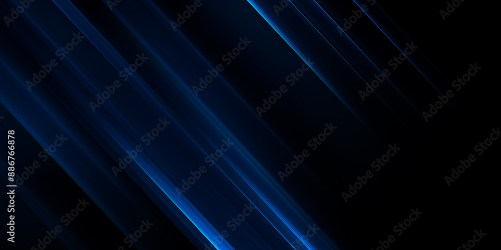 Bright navy blue dynamic abstract  background with  lines. Trendy classic color of 2025. Cover of business presentation banner for sale event night party. Fast moving soft shadow