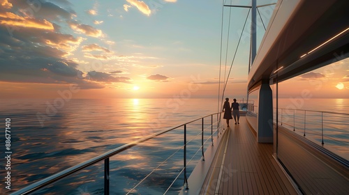 A family yacht sailing on the calm waters picture