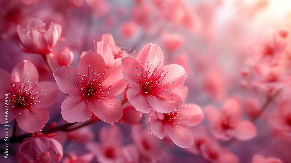 Spring cherry blossoms Trees in full bloom with delicate pink flowers Spring cherry blossoms Trees in full bloom with delicate pink flowers
