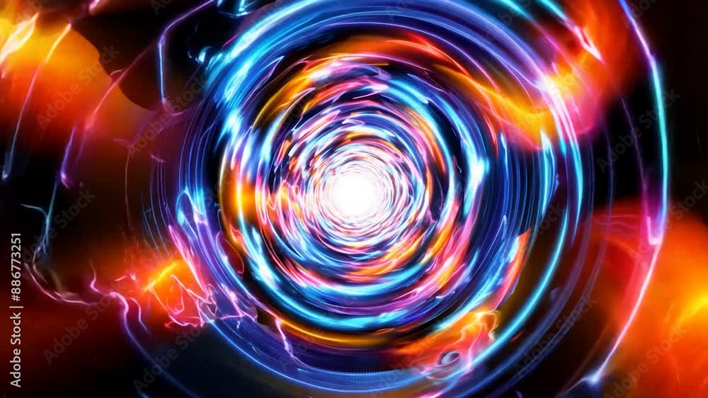 Mesmerizing light tunnel with vibrant neon swirls and colors, creating a hypnotic visual effect for backgrounds, art projects, and tech-themed visuals Mesmerizing light tunnel with vibrant neon swirls and colors, creating a hypnotic visual effect for backgrounds, art projects, and tech-themed visuals