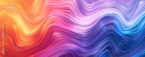 A lively rainbow gradient wave pattern with soft, flowing curves and a harmonious blend of colors,