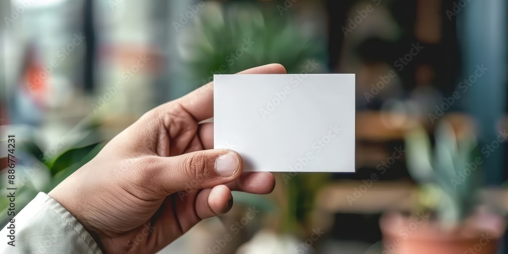 Blank Business Card Mockup in Hand Blank Business Card Mockup in Hand