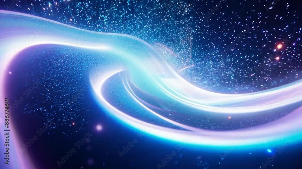 Dynamic cosmic light trails create mesmerizing aurora effects in a deep space setting. Colorful swirls and particles move through a dark starry background Dynamic cosmic light trails create mesmerizing aurora effects in a deep space setting. Colorful swirls and particles move through a dark starry background