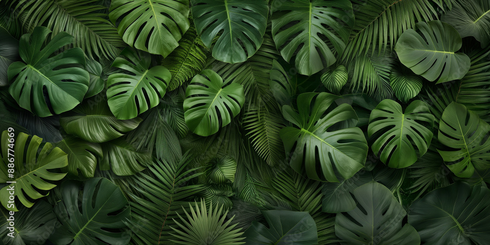 A lush green forest with many leaves and vines A lush green forest with many leaves and vines