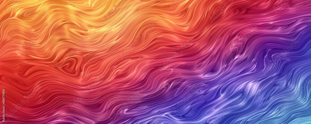 Fototapeta premium A lively rainbow gradient wave background with energetic, swirling lines and a seamless blend of