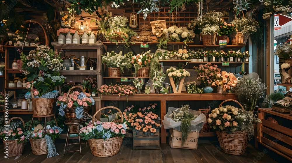 A flower shop with a homely atmosphere decorated image A flower shop with a homely atmosphere decorated image