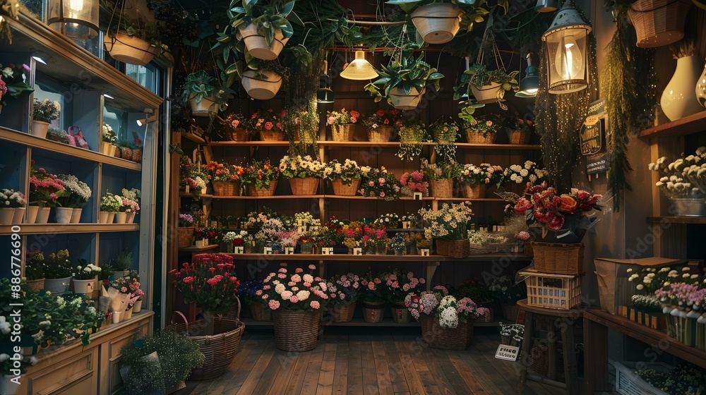Fototapeta premium A flower shop with a homely atmosphere decorated