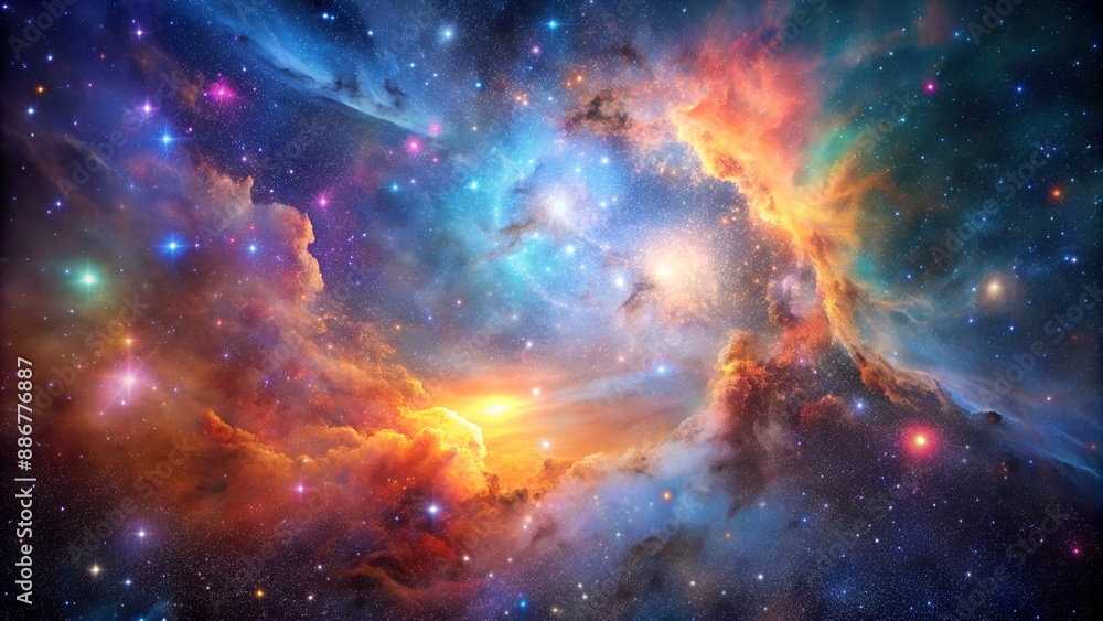 stunning image of colorful nebula in the night sky, filled with ...