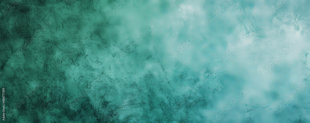 Obraz premium A grainy gradient banner background featuring a transition from light mint green to deep teal, with