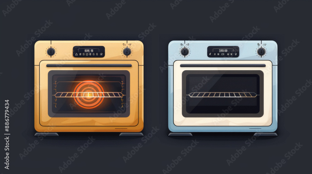 Oven icons for microwave and electric ovens. Oven icons for microwave and electric ovens.
