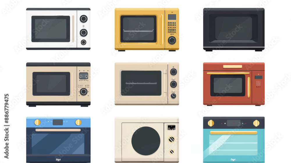 Obraz premium Oven icons for microwave and electric ovens.