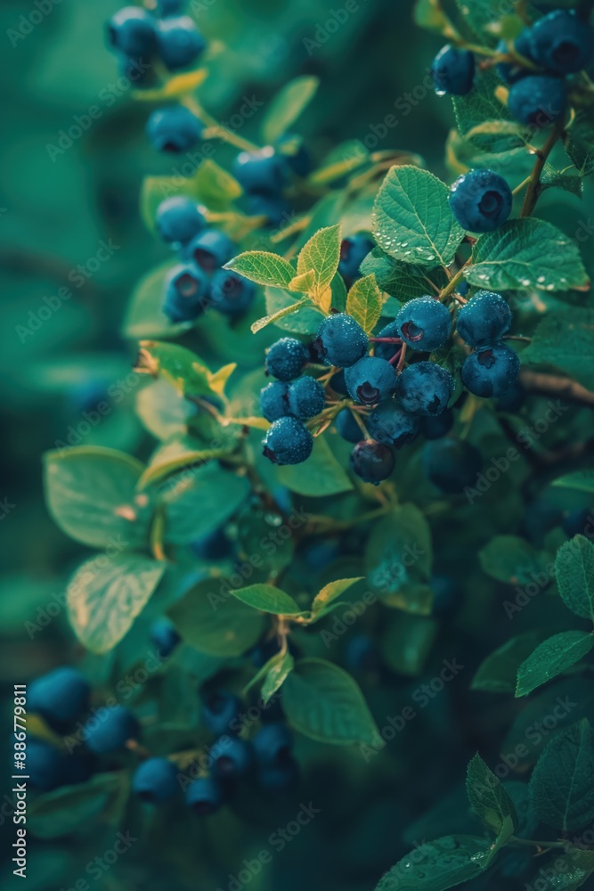 Blueberry bush in bloom with green leaves and ripe blueberries. Close-up view of garden plant with natural surroundings blurred in background. Perfect for eco-friendly, wellness, and foodie themes. Blueberry bush in bloom with green leaves and ripe blueberries. Close-up view of garden plant with natural surroundings blurred in background. Perfect for eco-friendly, wellness, and foodie themes.