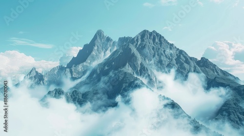 mountain covering with clouds background - generative ai